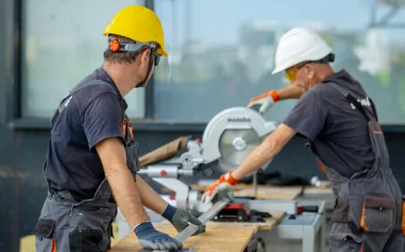 Tradespeople framing a new home build